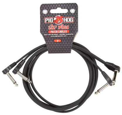 Pig Hog Lil Pigs 3ft Low Profile Patch Cables - 2 pack - PHLSK3BK