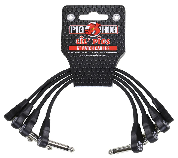 Pig Hog Lil Pigs 6in Low Profile Patch Cables - 4 pack - PHLSK6BK