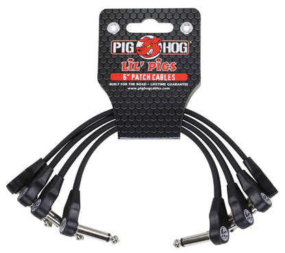 Pig Hog Lil Pigs 6in Low Profile Patch Cables - 4 pack - PHLSK6BK