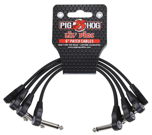 Pig Hog Lil Pigs 6in Low Profile Patch Cables - 4 pack - PHLSK6BK