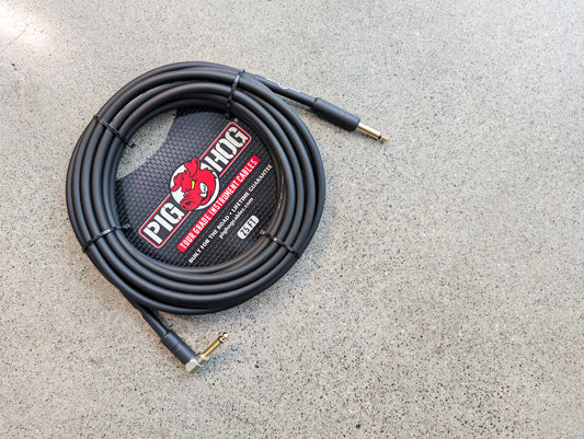 Pig Hog 25ft 1/4" - 1/4" Right Angle 8mm Instrument Cable - PH25R