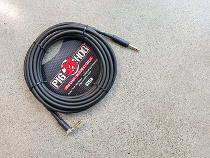 Pig Hog 25ft 1/4" - 1/4" Right Angle 8mm Instrument Cable - PH25R