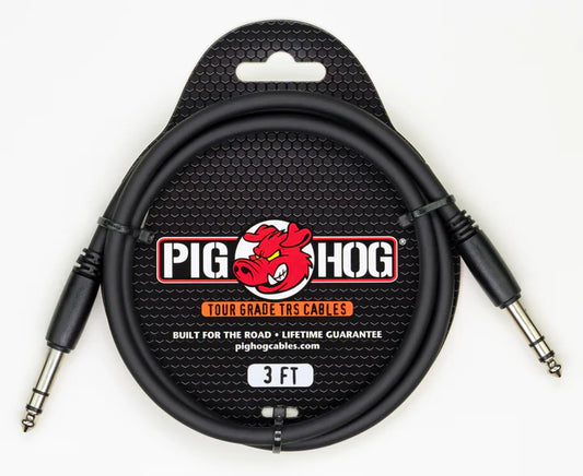 Pig Hog 3ft 1/4" TRS - 1/4" TRS Cable - PTRS03