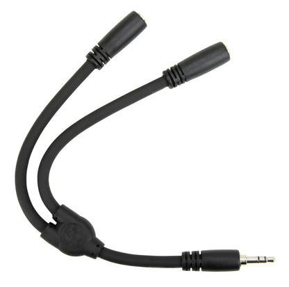 PIG HOG SOLUTIONS - 6" Y CABLE, STEREO 3.5MM(M)-DUAL 3.5MM (F)