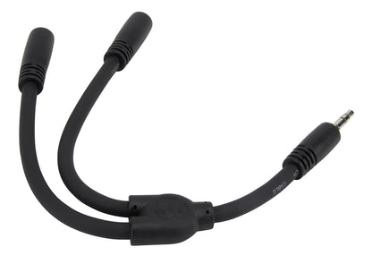 PIG HOG SOLUTIONS - 6" Y CABLE, STEREO 3.5MM(M)-DUAL 3.5MM (F)