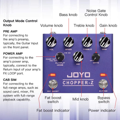 JOYO R-18 Chopper-Z Hi Gain Amp Sim Effect Pedal