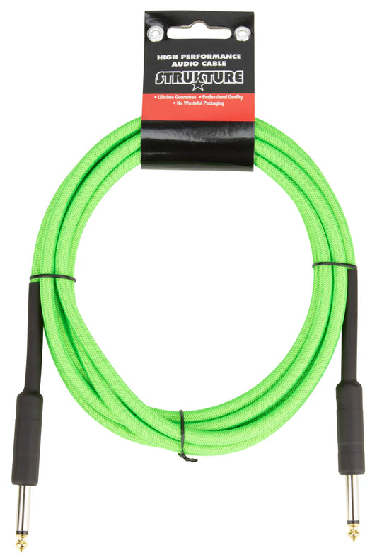 Strukture 10ft Instrument Cable, 6mm Woven - UFO Green