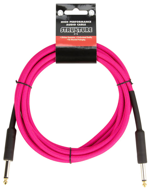 Strukture 18.6ft Instrument Cable, 6mm Woven - Pink Panic
