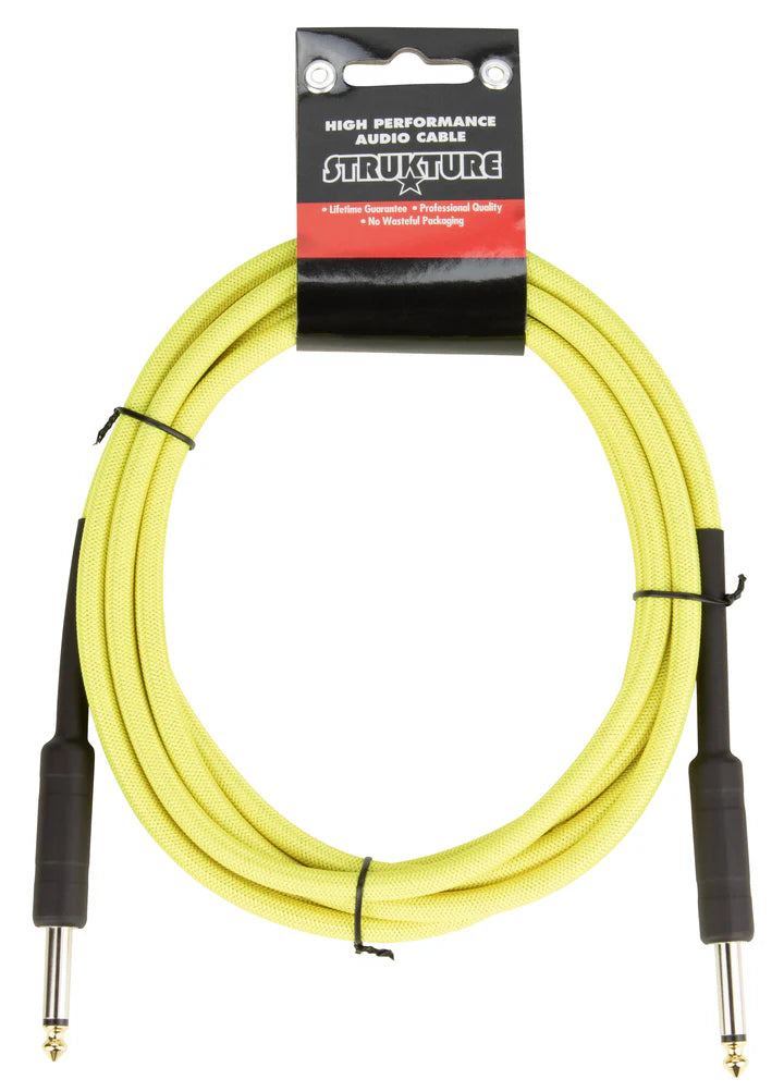 Strukture 18.6ft Instrument Cable, 6mm Woven - Neon Yellow