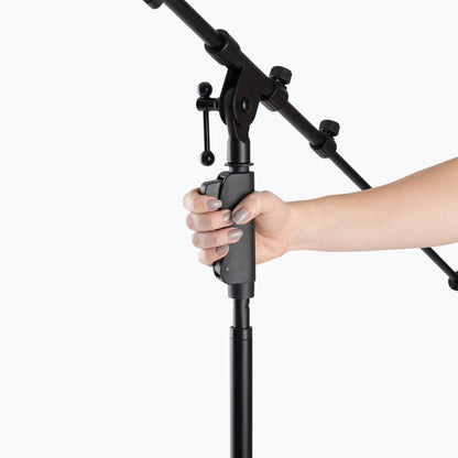 On-Stage MS7550 One-Handed Boom Mic Stand with Tripod Base - Black