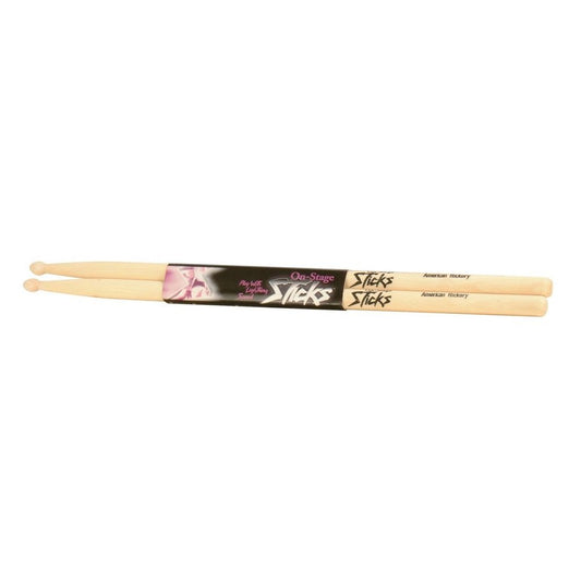 On-Stage HW7A Hickory Drum Sticks 7A - Wood Tip