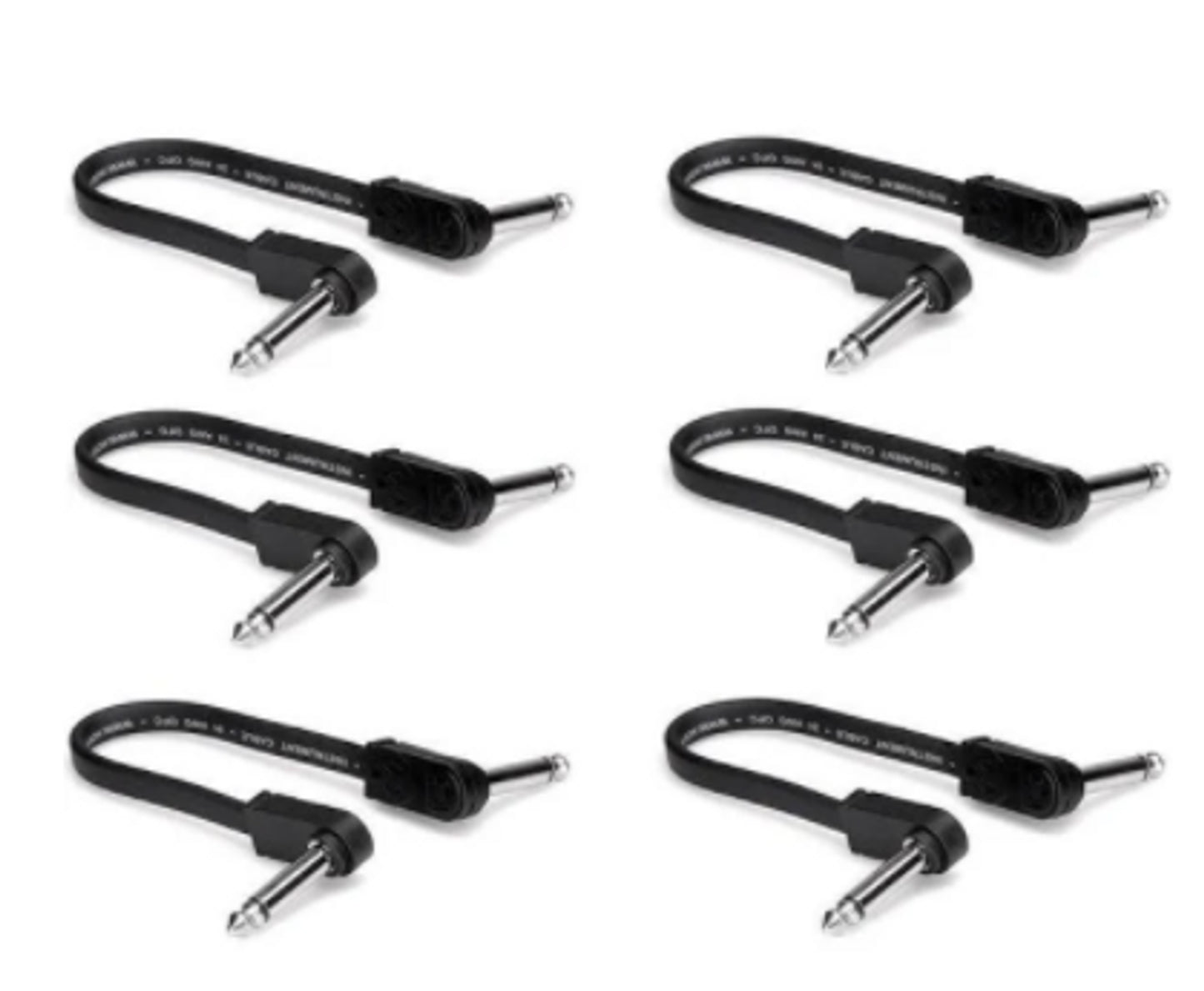 Hosa CFP-606 Flat Guitar Pedalboard Patch Cable - Right Angle to Right Angle - 6 inch (6-pack)