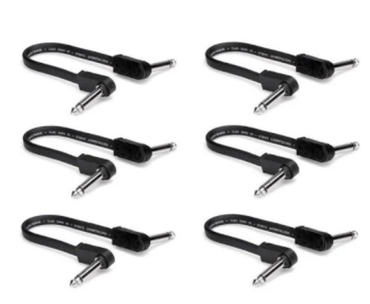 Hosa CFP-606 Flat Guitar Pedalboard Patch Cable - Right Angle to Right Angle - 6 inch (6-pack)