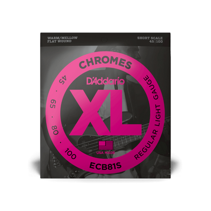 D'Addario ECB81S (45-100) Regular Light, Short Scale, XL Chromes Bass Strings