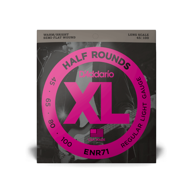 D'Addario 45-100 Regular Light, Long Scale, XL Half Rounds Bass Strings - ENR71