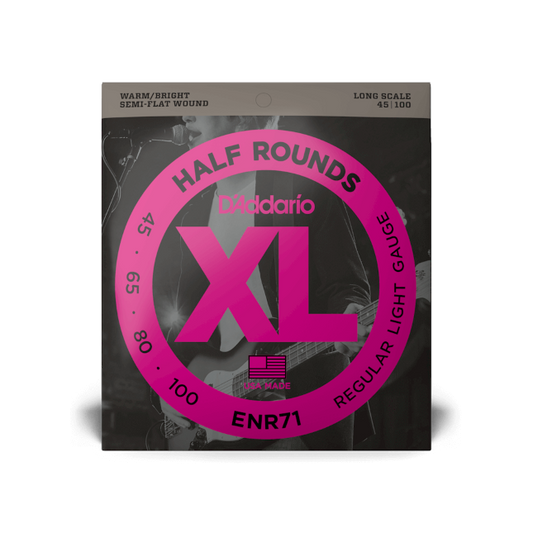 D'Addario 45-100 Regular Light, Long Scale, XL Half Rounds Bass Strings - ENR71