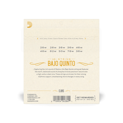 D'Addario EJ85 Bajo Quinto 10-Strings Set Phosphor Bronze