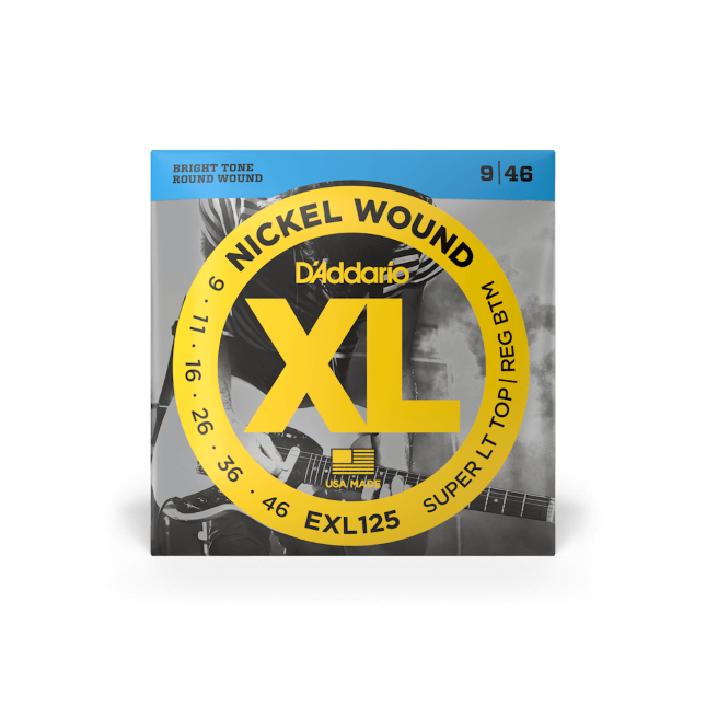 D'Addario 09-46 Super Light Top/Regular Bottom, XL Nickel Electric Guitar Strings - EXL125