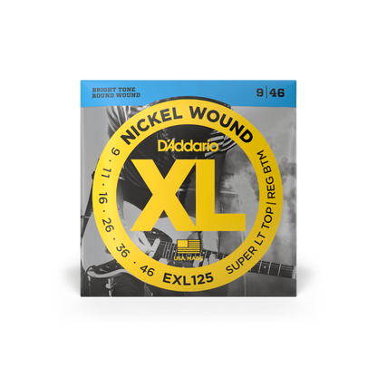 D'Addario 09-46 Super Light Top/Regular Bottom, XL Nickel Electric Guitar Strings - EXL125