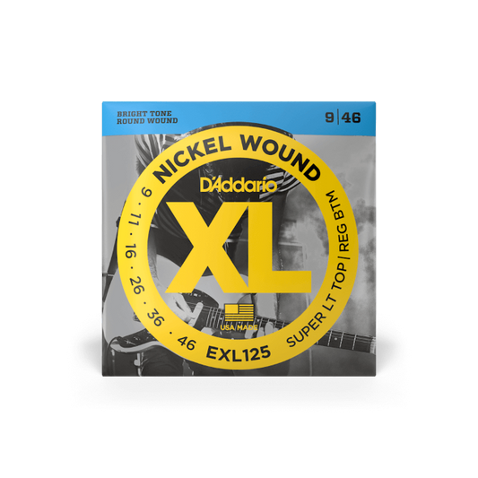 D'Addario 09-46 Super Light Top/Regular Bottom, XL Nickel Electric Guitar Strings - EXL125