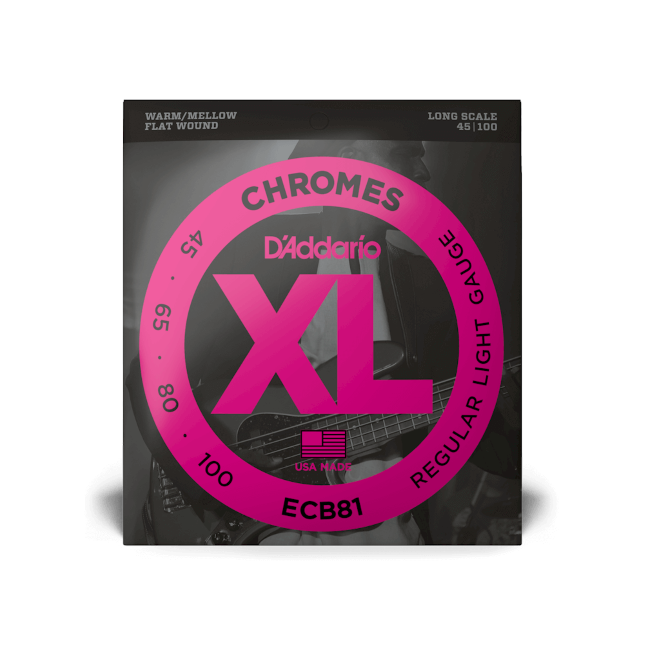 D'Addario 45-100 Regular Light, Long Scale, XL Chromes Bass Strings - ECB81