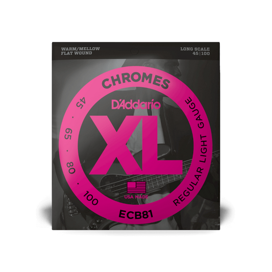 D'Addario 45-100 Regular Light, Long Scale, XL Chromes Bass Strings - ECB81