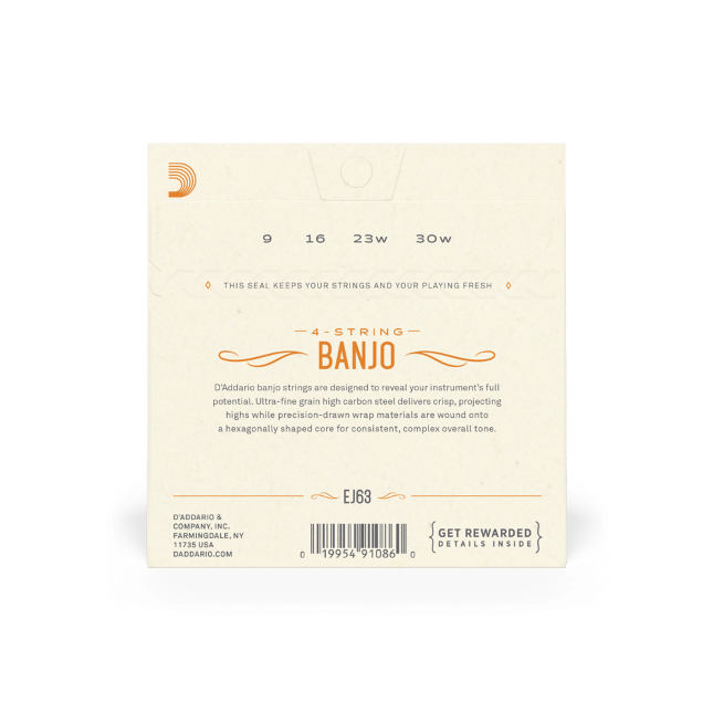 D'Addario EJ63 Tenor Banjo Strings, Nickel, 9-30