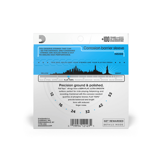 D'Addario EFT16 (12-53) Light, Flat Tops Phosphor Bronze Acoustic Guitar Strings
