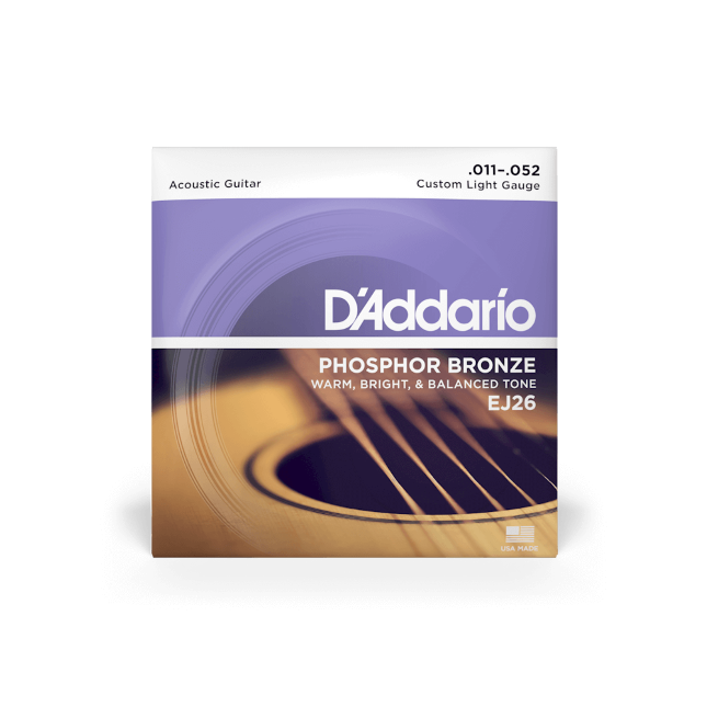 D'Addario EJ26 Custom Light, Phosphor Bronze Acoustic Guitar Strings (11-52)