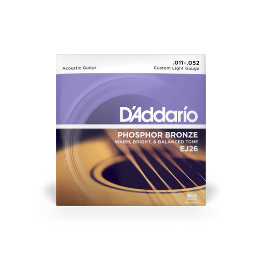 D'Addario EJ26 Custom Light, Phosphor Bronze Acoustic Guitar Strings (11-52)