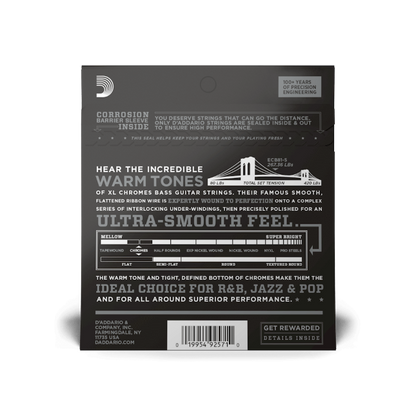 D'Addario 45-132 Regular Light 5-String, Long Scale, XL Chromes Bass Strings - ECB81-5