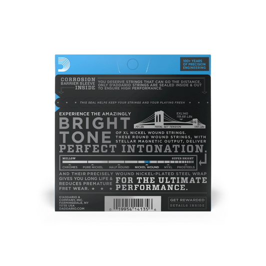D'Addario 10-52 Light Top/Heavy Bottom, XL Nickel Electric Guitar Strings - EXL140