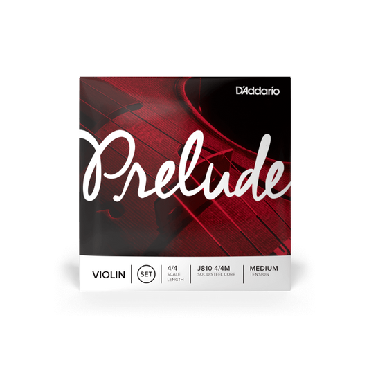 D'Addario J810 4/4M Prelude Violin String Set, 4/4 Scale, Medium Tension