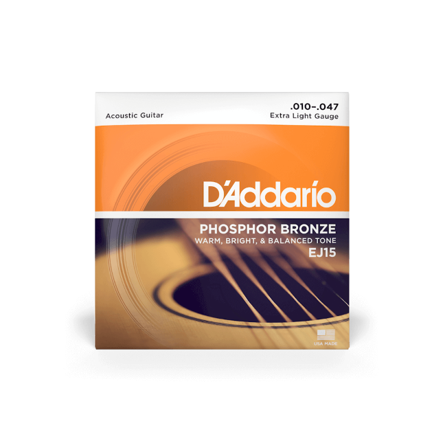 D'Addario EJ15 Extra Light, Phosphor Bronze Acoustic Guitar Strings (10-47)