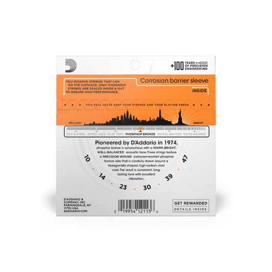 D'Addario 10-47 Extra Light, Phosphor Bronze Acoustic Guitar Strings - EJ15