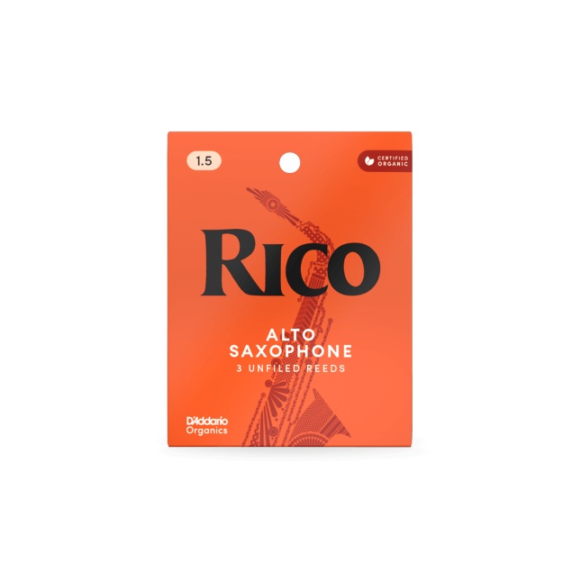 Rico RJA0325 Organic Alto Saxophone Reeds, Strength 2.5, Pack of 3