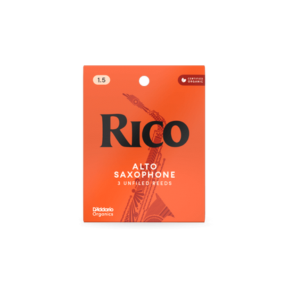 Rico RJA0325 Organic Alto Saxophone Reeds, Strength 2.5, Pack of 3