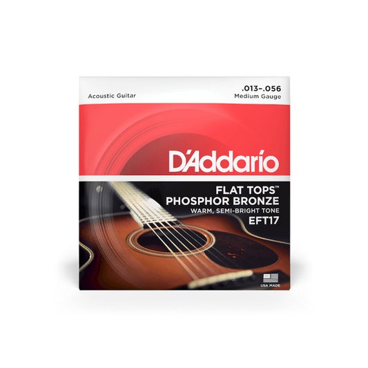 D'Addario EFT17 (13-56) Medium, Flat Tops Phosphor Bronze Acoustic Guitar Strings