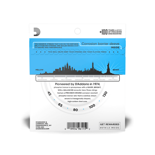 D'Addario EPBB170-5 Regular Light 5-String, Long Scale, Phosphor Bronze Acoustic Bass Strings (45-130)