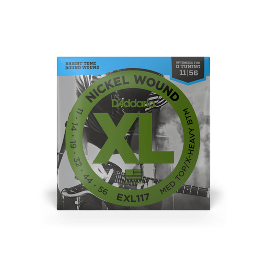 D'Addario EXL117 11-56 Medium Top/Extra Heavy Bottom, XL Nickel Electric Guitar Strings