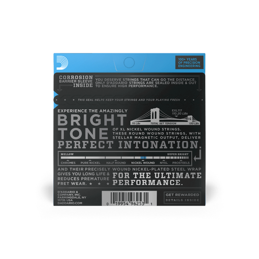 D'Addario EXL117 11-56 Medium Top/Extra Heavy Bottom, XL Nickel Electric Guitar Strings