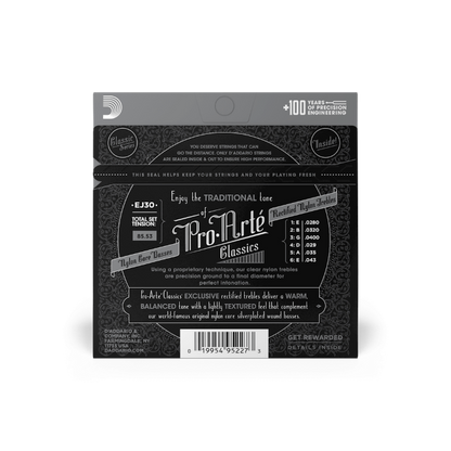 D'Addario Normal Tension, Pro-Arté Rectified Nylon Classical Guitar Strings - EJ30