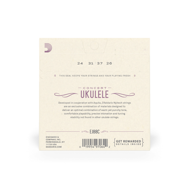 D'Addario EJ88C Nyltech Ukulele Strings, Concert