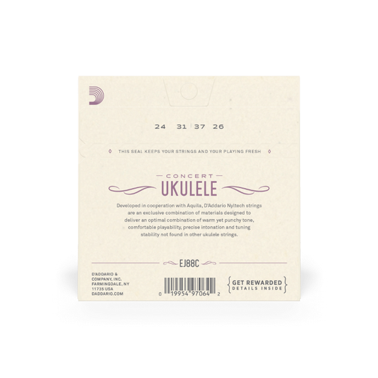 D'Addario EJ88C Nyltech Ukulele Strings, Concert