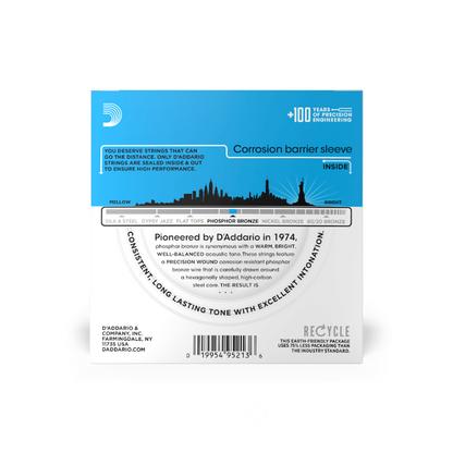 D'Addario EJ16-10P  12-53 Light, Phosphor Bronze Acoustic Guitar Strings 10-Pack