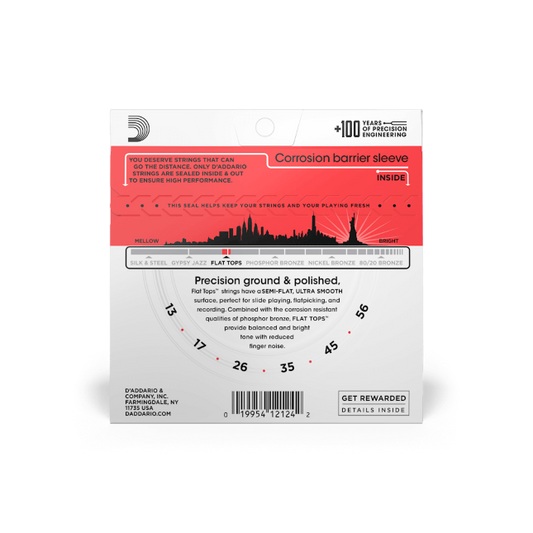 D'Addario EFT17 (13-56) Medium, Flat Tops Phosphor Bronze Acoustic Guitar Strings