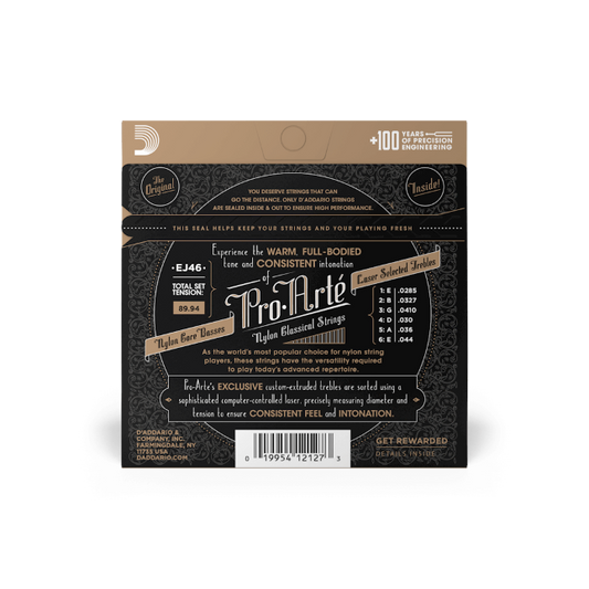 D'Addario Hard Tension, Pro-Arté Nylon Classical Guitar Strings - EJ46
