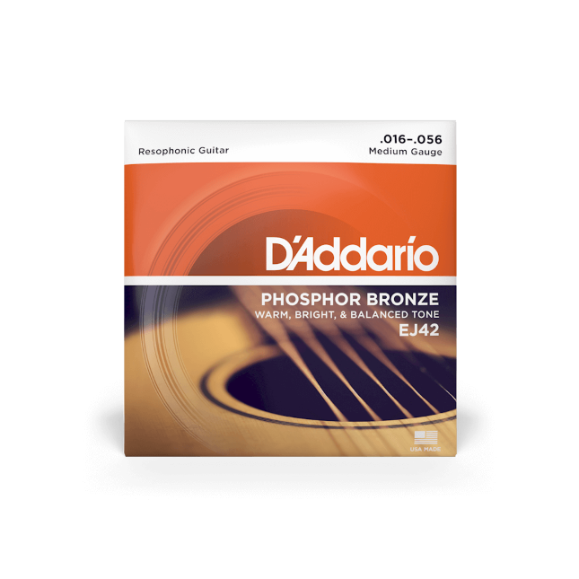 D'Addario 16-56 Medium Resophonic, Phosphor Bronze Resophonic Guitar Strings - EJ42