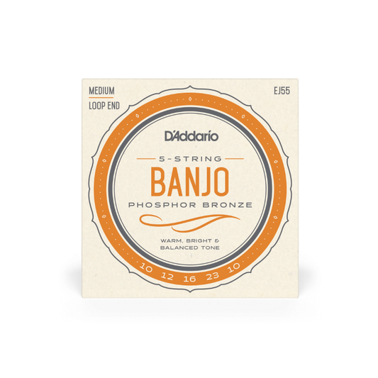 D'Addario EJ55 5-String Banjo Strings, Phosphor Bronze, Medium, 10-23