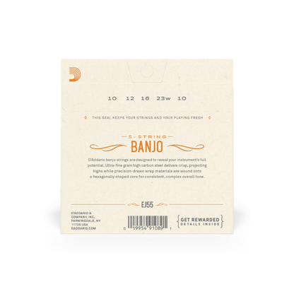 D'Addario EJ55 5-String Banjo Strings, Phosphor Bronze, Medium, 10-23